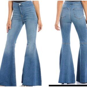 Free People We The Free Women Just Float on Flare Bell Bottom Jeans Size 27 Blue